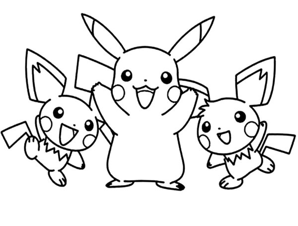 Раскраски Пикачу и покемоны милые
