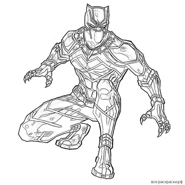 Раскраска человек паук и черная пантера