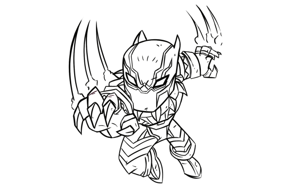 Черная пантера Чиби раскраска