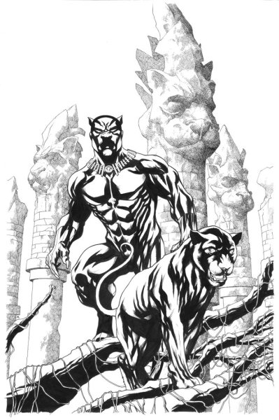 Черная пантера черно белый Марвел