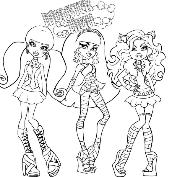 Раскраска команда Монстер Хай