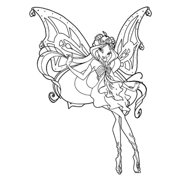 Раскраска феи Винкс Флора