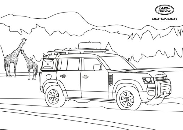 Ленд Ровер Дефендер 2020 раскраска