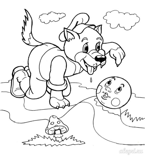 Раскраска к сказке Колобок для малышей