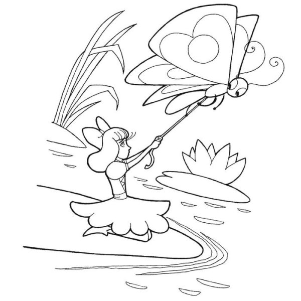 Раскраски к сказке Дюймовочка для детей