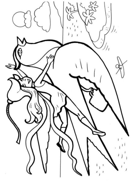 Раскраска к сказке Дюймовочка