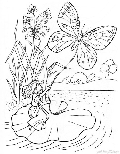 Ганс христиан Андерсен Дюймовочка раскраски