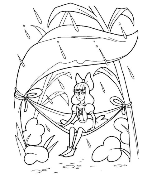Раскраска к сказке Андерсена Дюймовочка