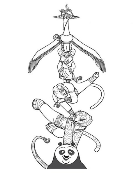 Панда кунг фу раскраска для детей