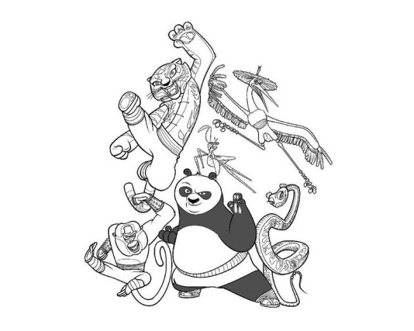 Раскраска кунг фу Панда обезьяна