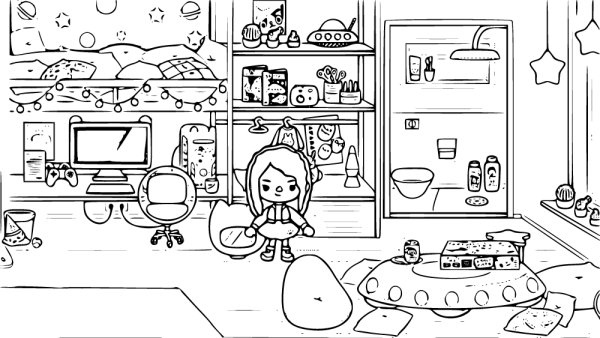 Раскраска тока бока комнаты