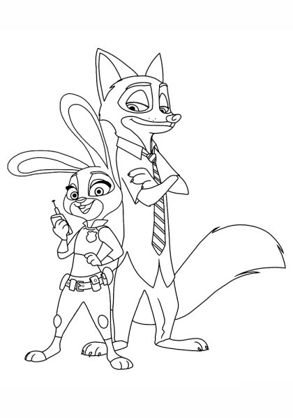 Зверополис раскраска ник и Джуди