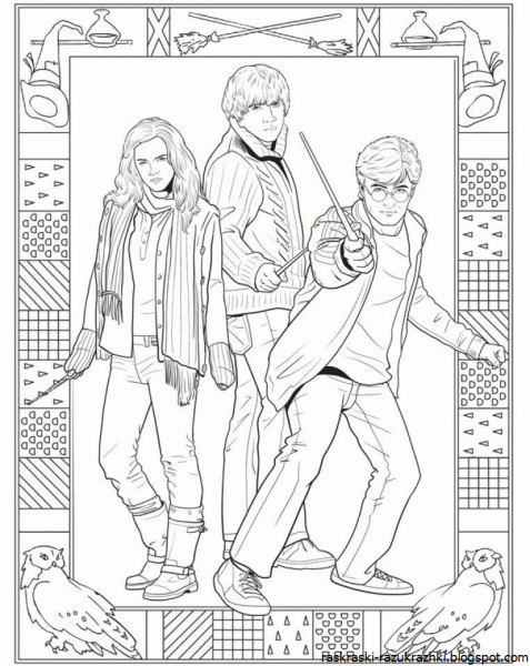 Раскраски Стикеры Гарри Поттер