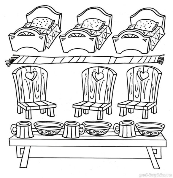 Раскраска 3 медведя