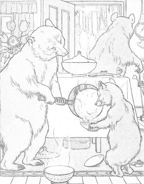 Раскраска. Три медведя