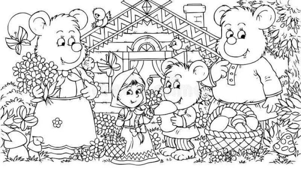 Раскраска. Три медведя