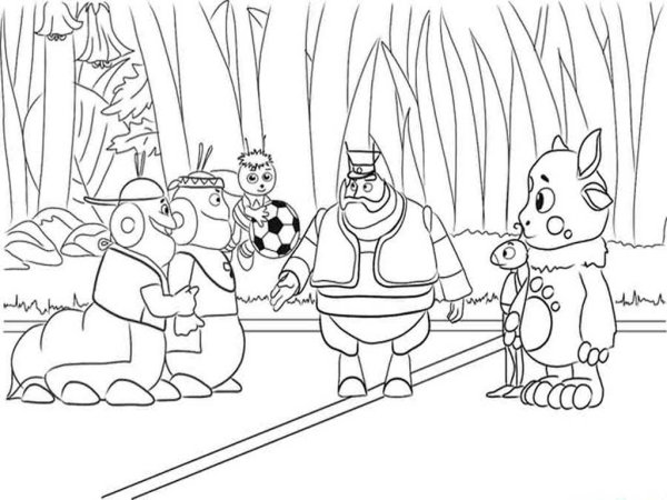 Раскраска Лунтик Кузя Мила Пчеленок