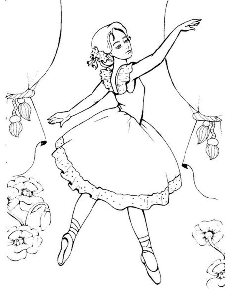 Кукла Барби балерина раскраска