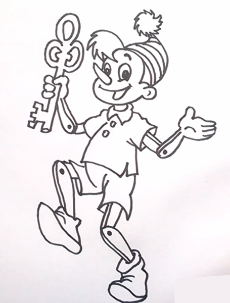 Золотой ключик или приключения Буратино раскраска