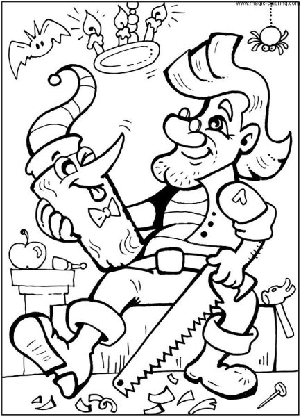 Сказка Буратино раскраска