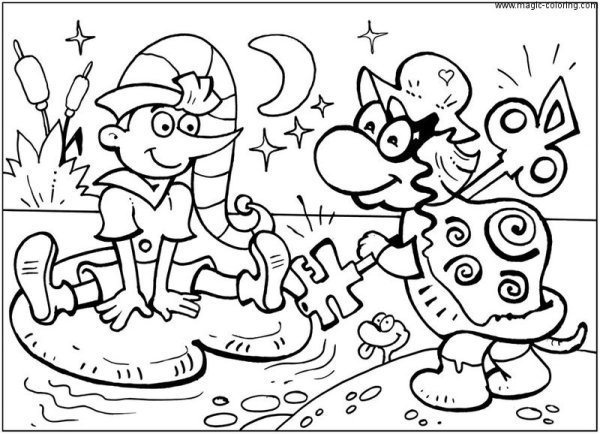 Буратино. Раскраска.