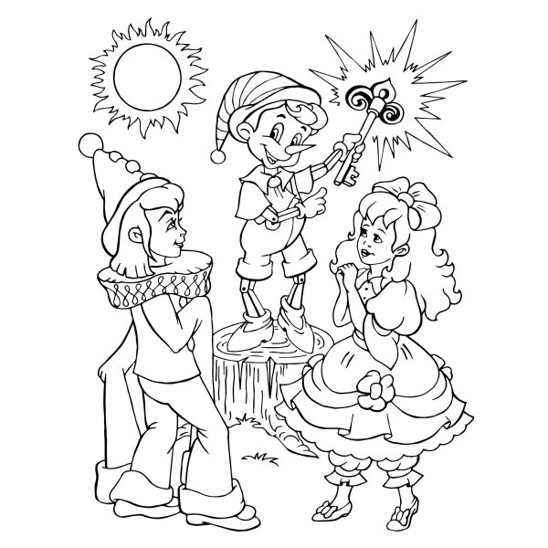 Раскраска Буратино и папа Карло