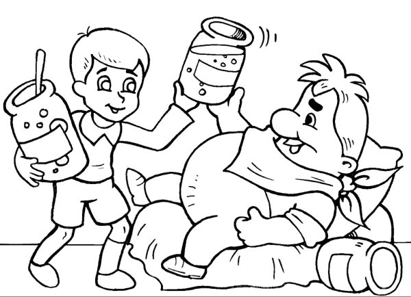 Малыш и Карлсон раскраска для детей