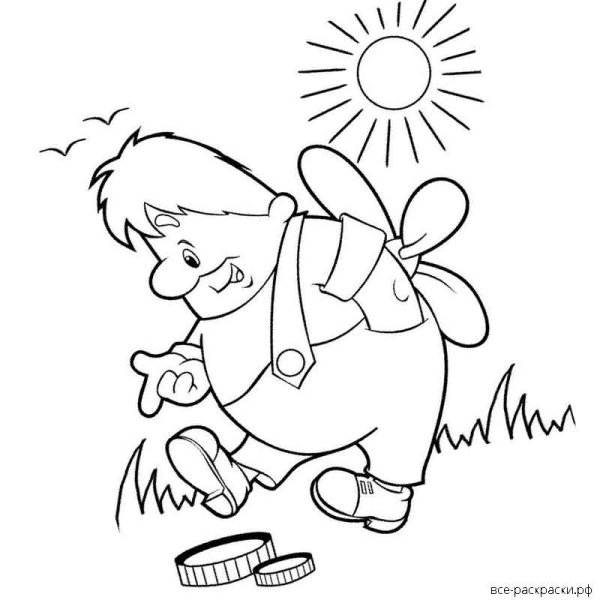 Разукрашка Карлсон и малыш