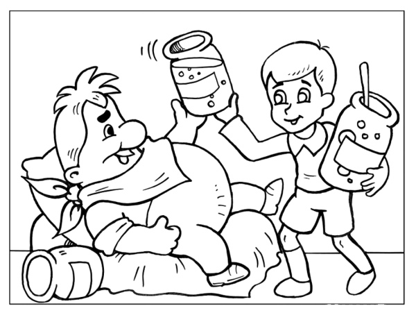 Разукрашки малыш и Карлсон