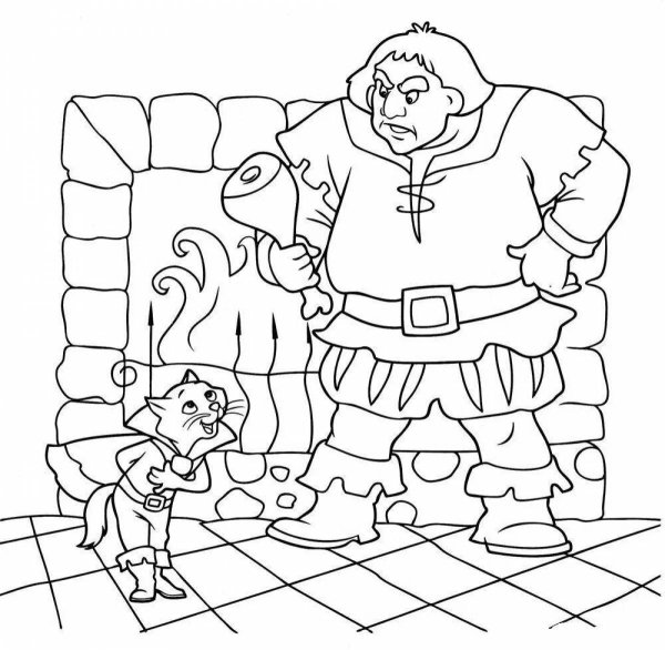 Раскраска к сказке кот в сапогах Шарля Перро