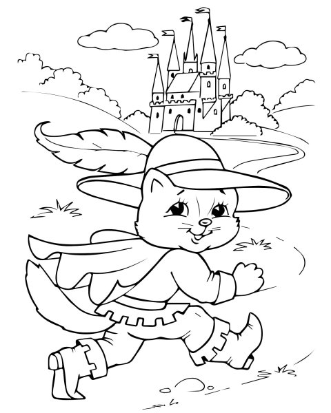 Раскраска кот в сапогах Арли Пьеро