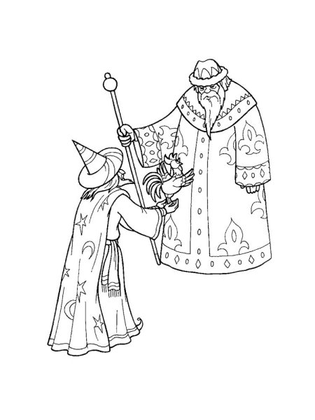 Раскраска сказка о золотом петушке Пушкина