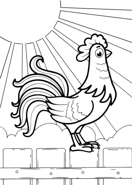 Петух раскраска