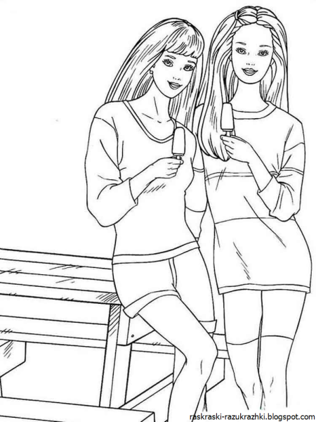 Подружки. Раскраска