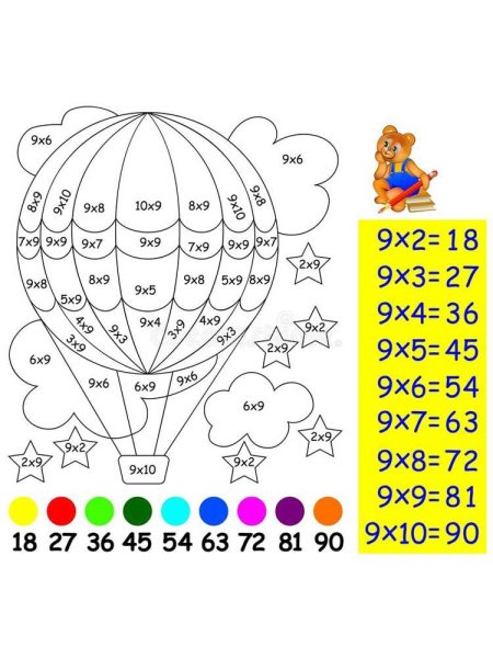 Раскраска таблица умножения