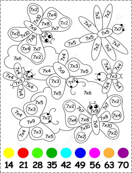 Математическая раскраска таблица умножения и деления 3 класс