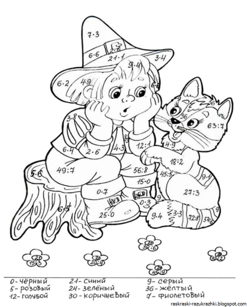 Раскраска умножение и деление