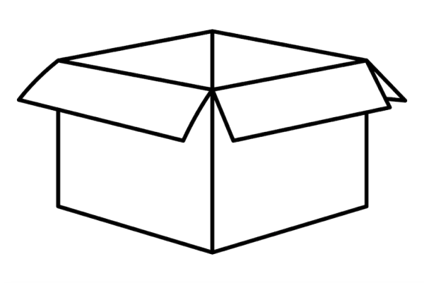 Открытая коробка чёрно белая
