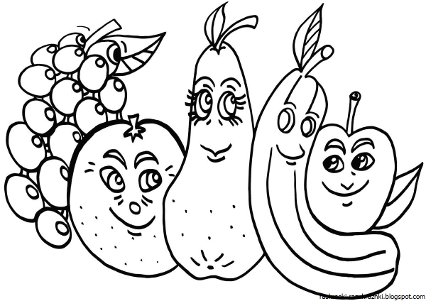 Раскраска Веселые фрукты