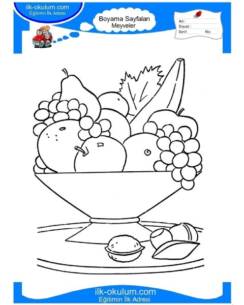 Натюрморт с фруктами раскраска