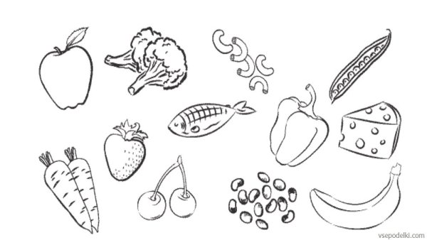 Продукты питания раскраска для детей