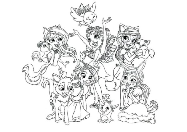 Enchantimals куклы раскраска