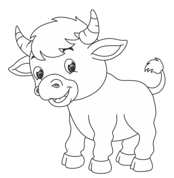 Бычок раскраска для детей
