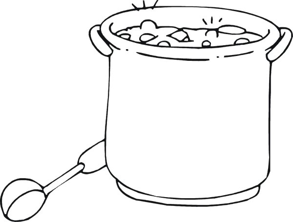 Раскраска кастрюля с супом