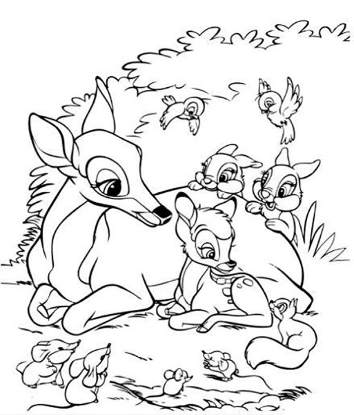 Раскраска Дисней Бемби
