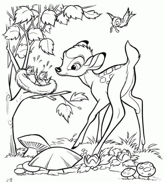 Олененок Бэмби раскраска