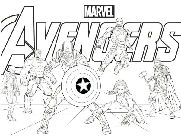 Команда Марвел раскраска