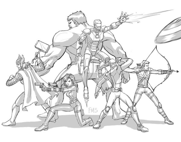 Разукрашка Марвел Мстители