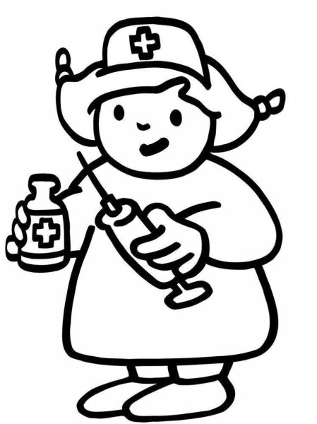 Раскраска медсестра для детей