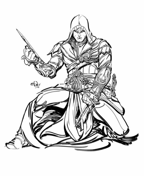 Раскраска ассасин Крид Эцио